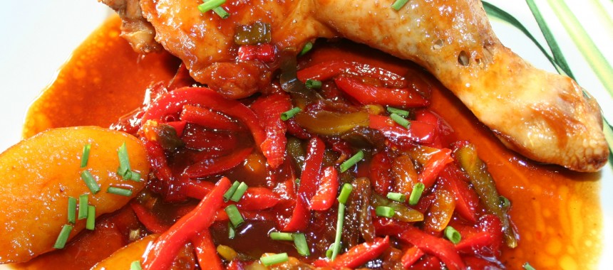 Recette Cuisse De Poulet Aux Poivrons En Cocotte Recette équilibrée : Cuisses de poulet aux poivrons - Luxo'Santé 85
