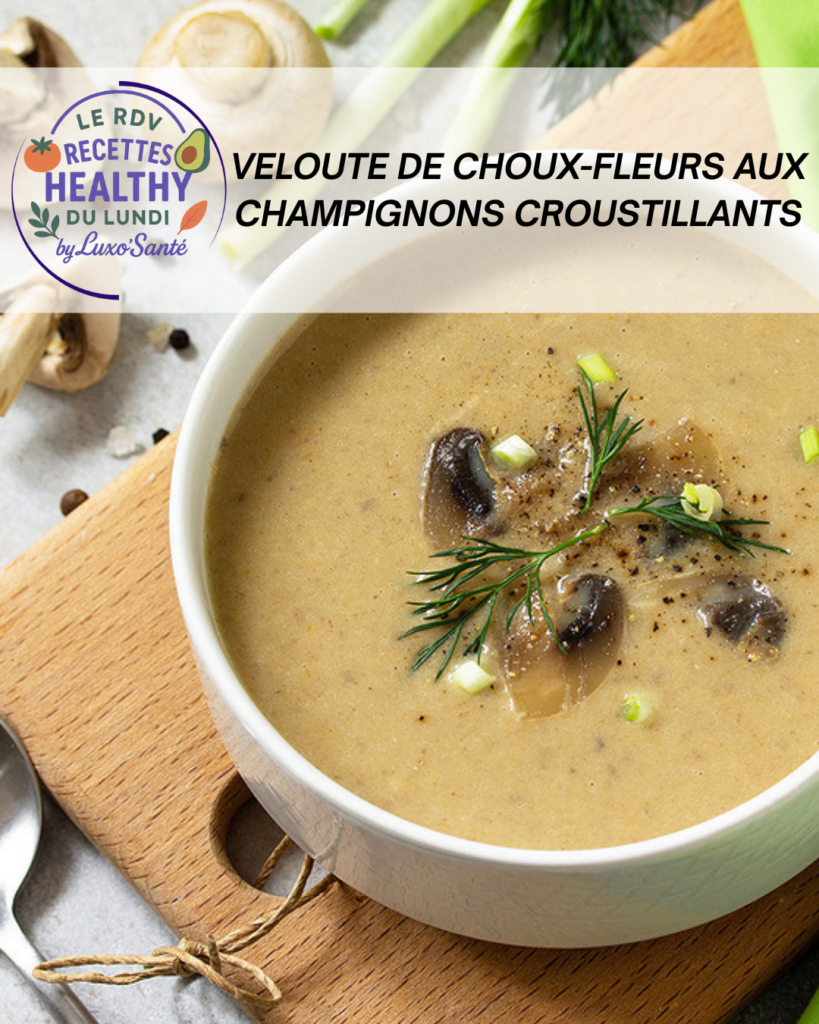 Velouté de choux-fleurs aux champignons croustillants