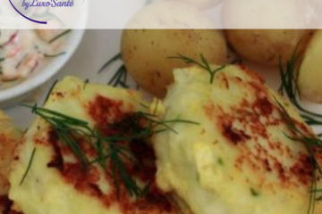 Fiskefrikadeller, croquettes de cabillaud à la danoise, dressées sur assiette avec aneth frais