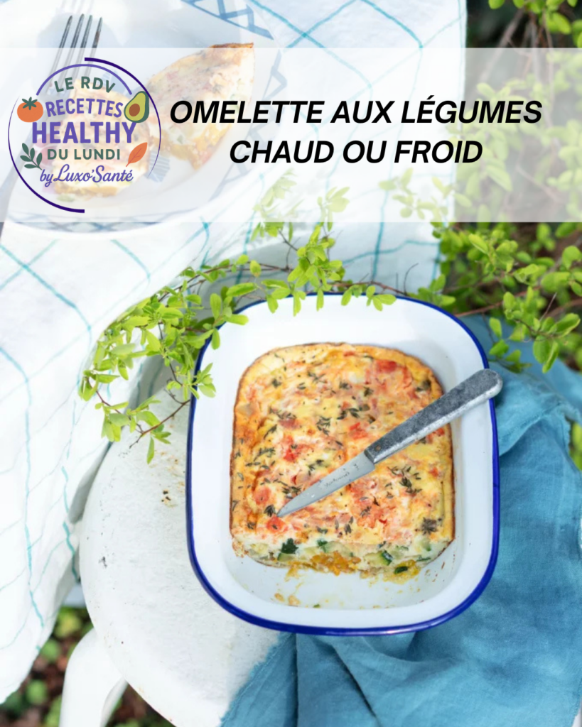 Omelette aux légumes en couches, poivrons, courgettes et tomates, recette Luxo’Santé Challans