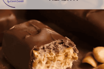 Barre snickers maison healthy enrobée de chocolat noir, coupée en deux