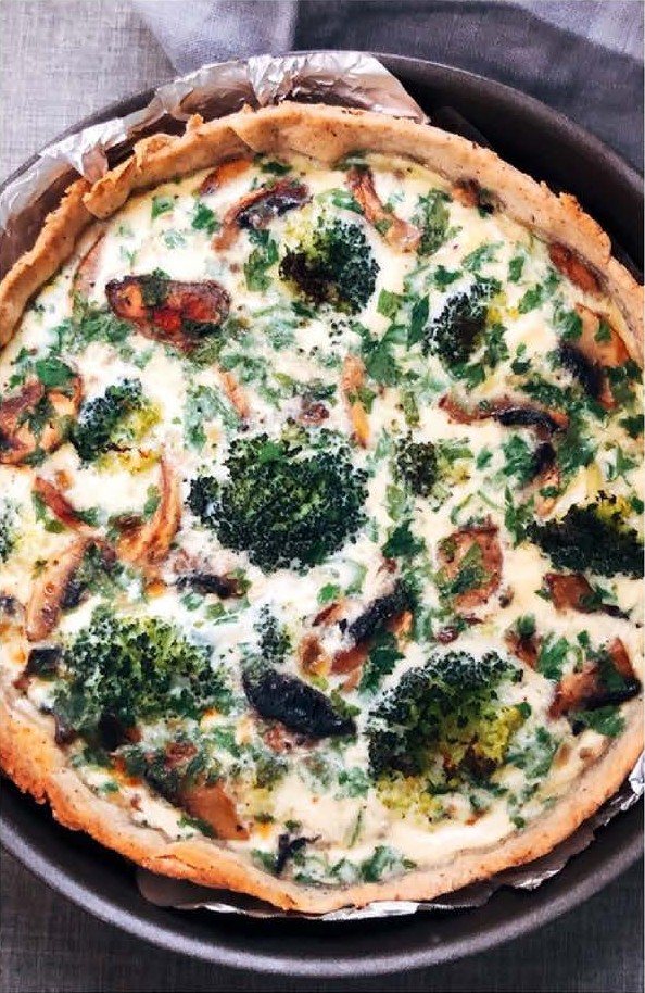 Tarte aux champignons et brocolis