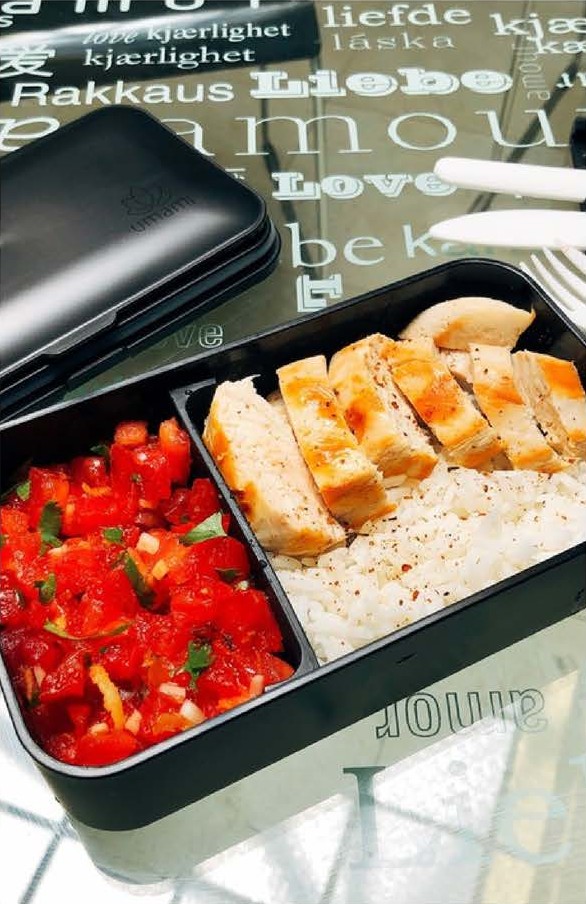 Lunch box poulet grillé et salsa de tomate