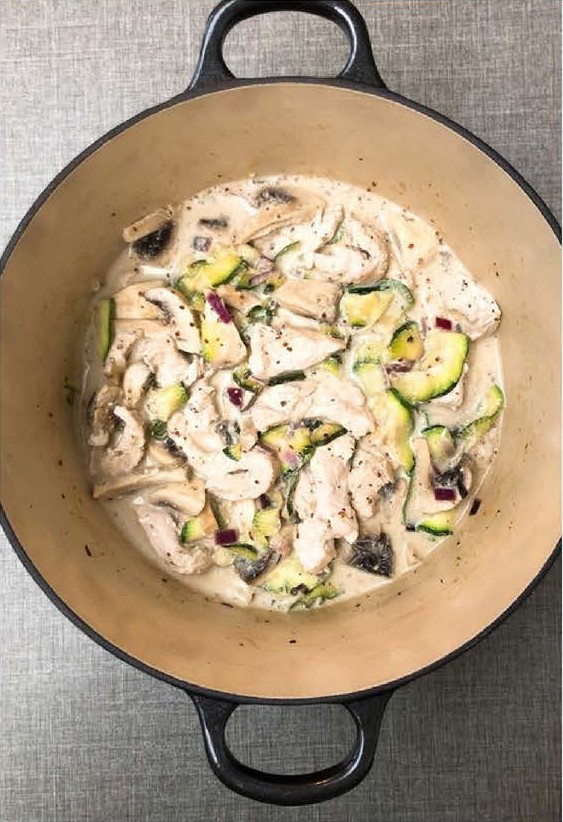 Dinde aux légumes et à la crème