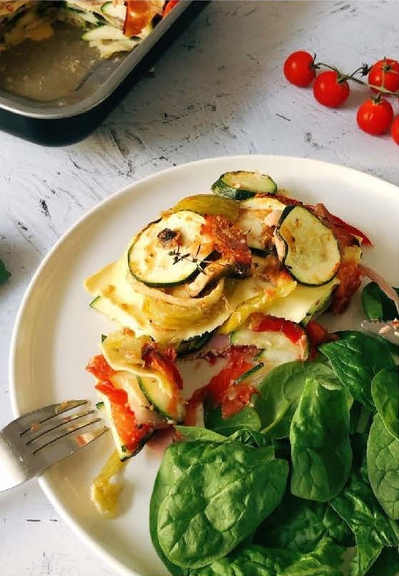 Lasagnes jambon, courgettes et champignons