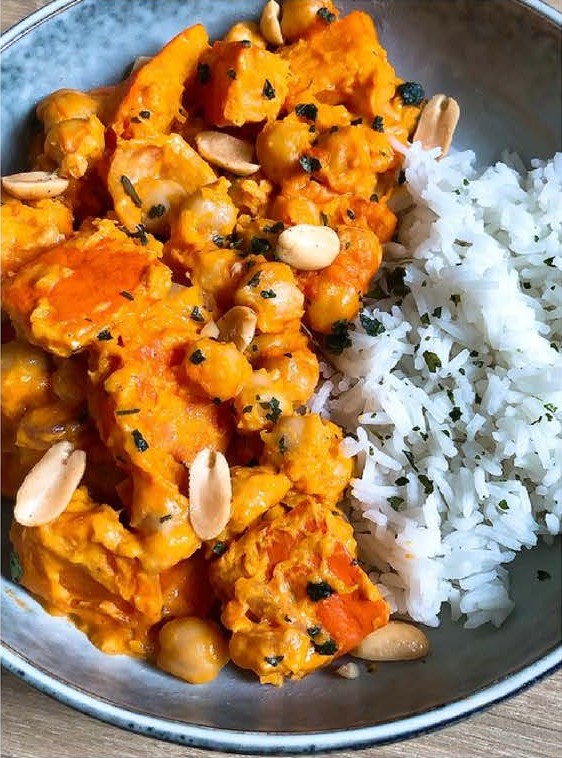 Curry de légumes au potimarron et pois chiches