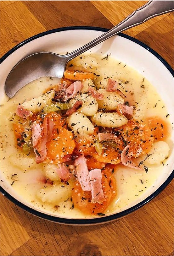 Soupe de gnocchis au bacon