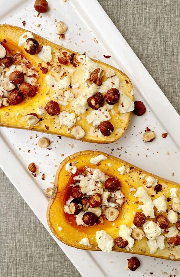 Butternut rôtie à la feta et aux noisettes