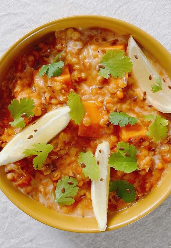 Dhal de lentilles corail aux patates douces