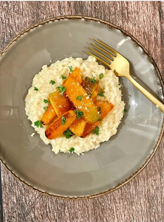 Risotto aux carottes rôties et parmesan